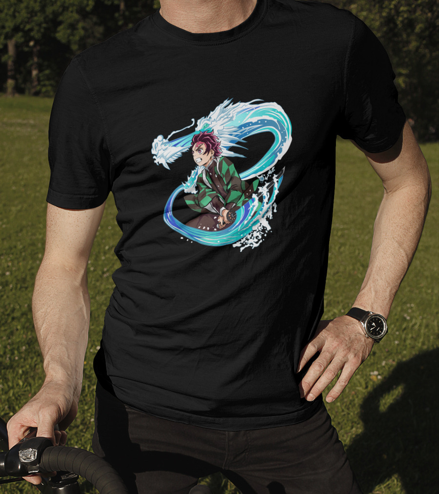 Demon Slayer Kimetsu No Yaiba Tanjiro Kamado Water Breathing Technique Dragon Wave T-Shirt