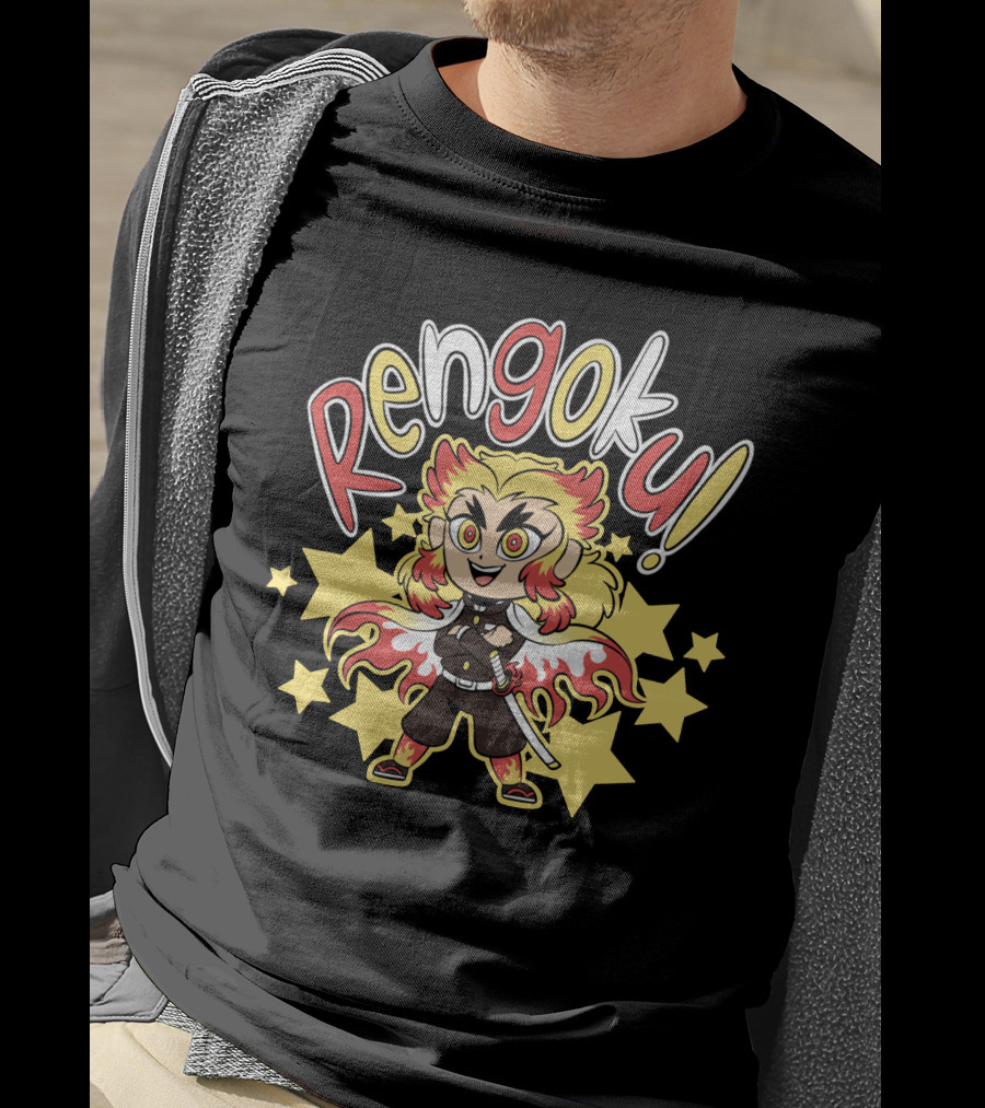 Rengoku Demon Slayer Kimetsu No Yaiba Starburst Character T-Shirt