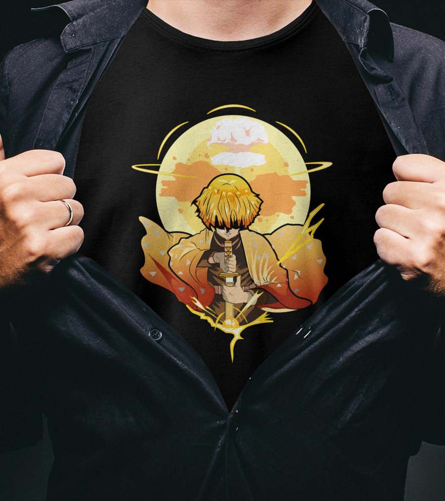 Demon Slayer Kimetsu No Yaiba Zenitsu Thunder Breathing Lightning Style Aura T-Shirt