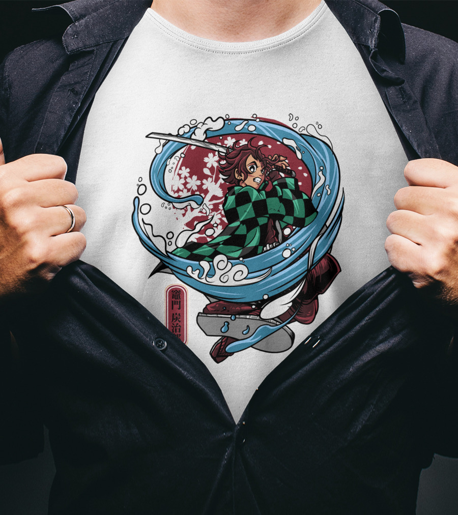 Demon Slayer Kimetsu No Yaiba Tanjiro Kamado Water Breathing Technique T-Shirt