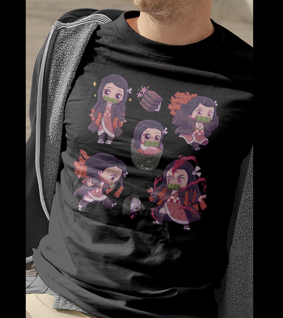 Demon Slayer Kimetsu No Yaiba Nezuko Chibi Cute Expressions Collection T-Shirt