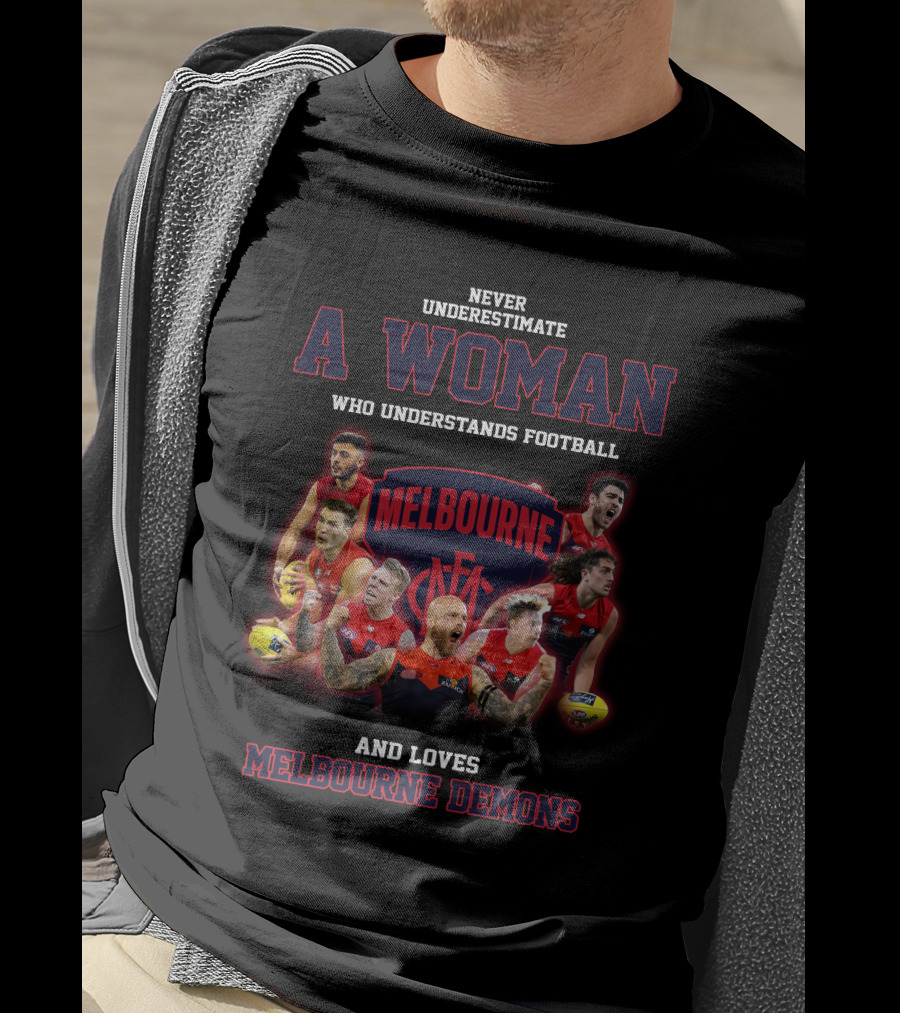 Never Underestimate A Woman Who Understands Football And Loves Melbourne Demons T-Shirt