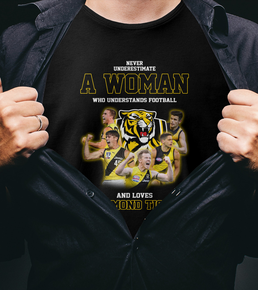 Never Underestimate A Woman Who Understands Football And Loves Richmond Tigers T-Shirt