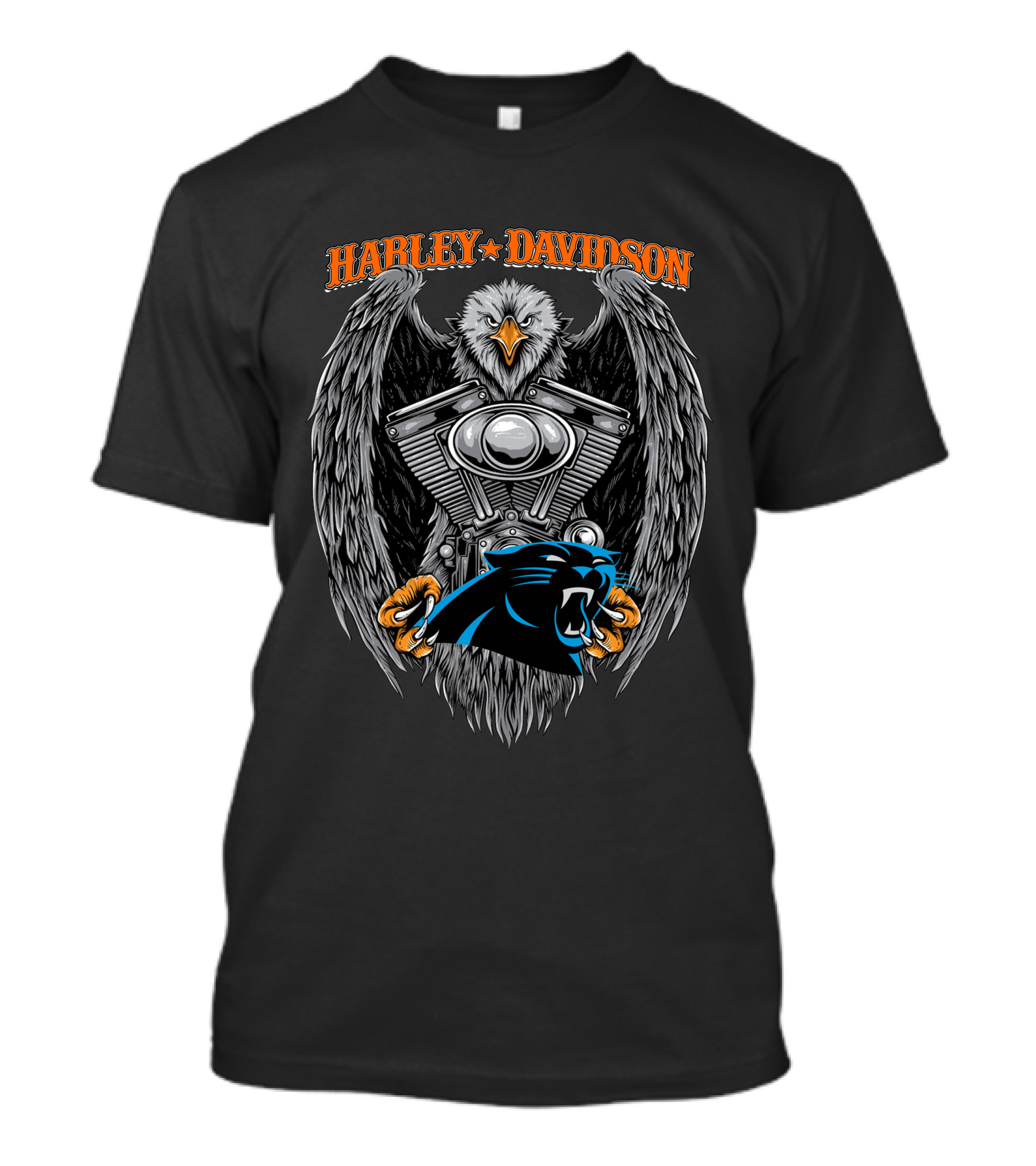 Harley Davidson Eagle Engine Carolina Panthers T-Shirt