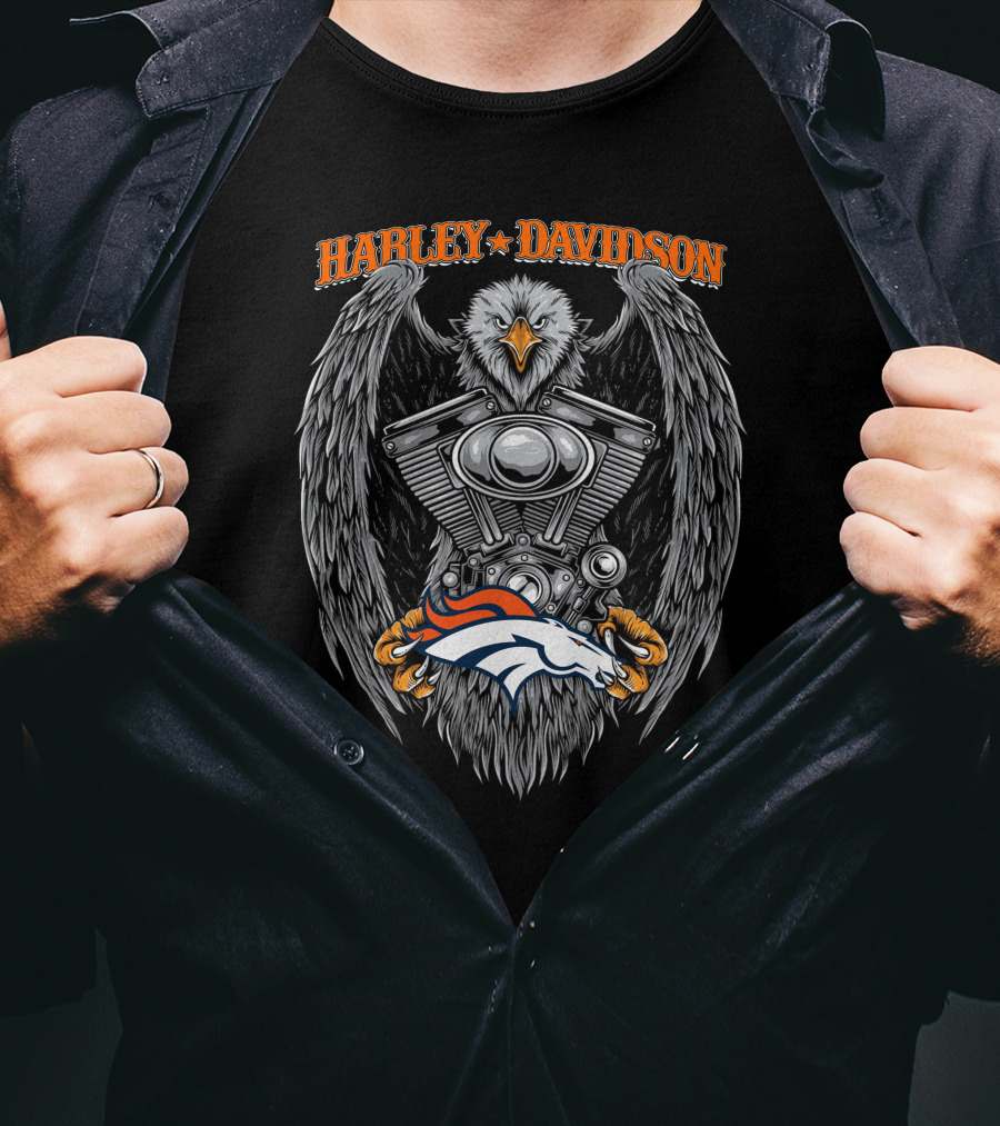 Harley Davidson Eagle Denver Broncos T-Shirt