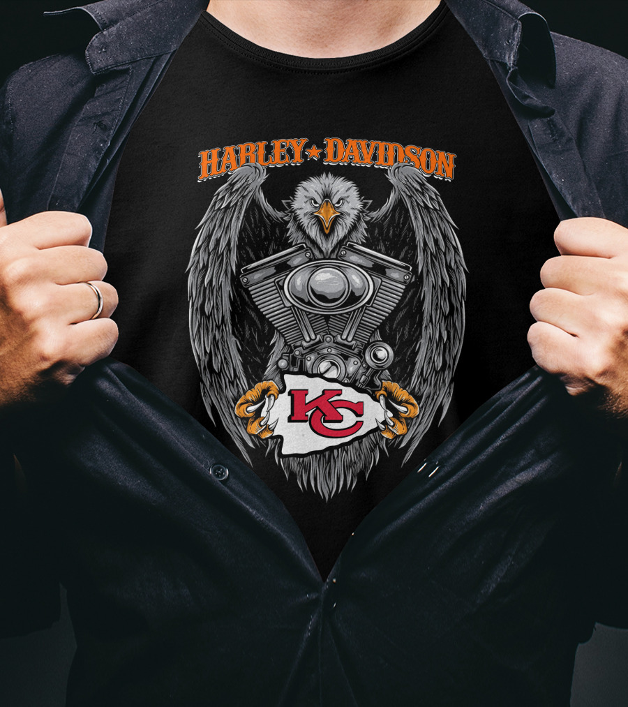 Harley Davidson Kansas City Chiefs Eagle Engine T-Shirt