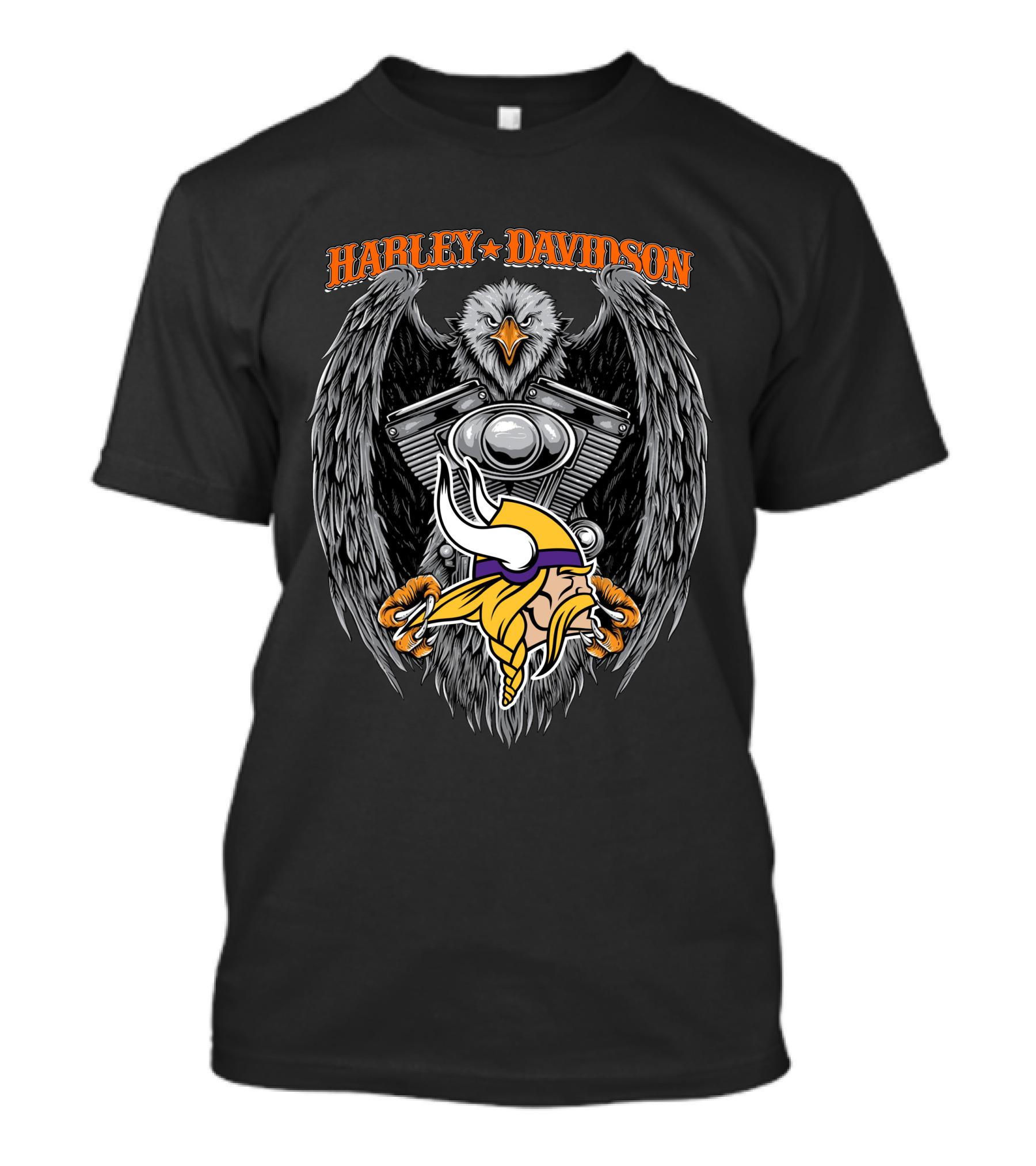 Harley Davidson Minnesota Vikings Eagle Motorblock T-Shirt