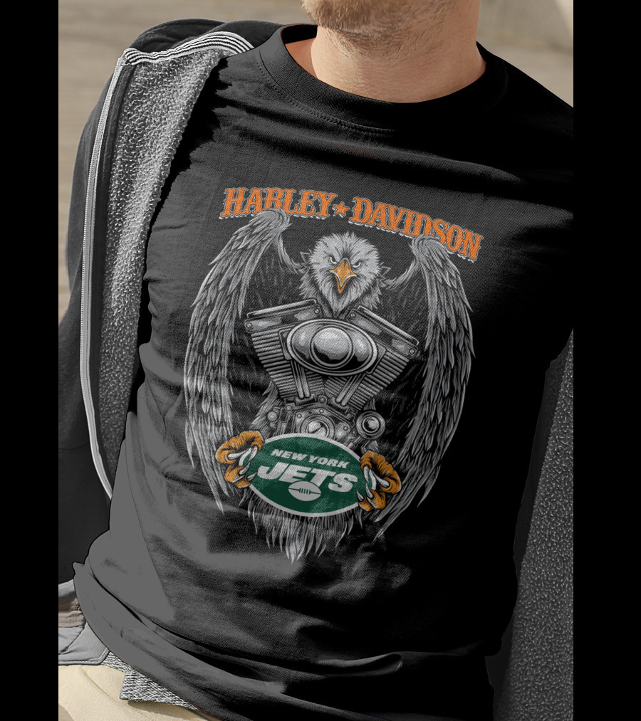 Harley Davidson New York Jets Eagle Engine T-Shirt