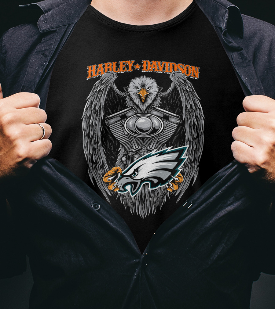 Harley Davidson Philadelphia Eagles Engine Eagle T-Shirt