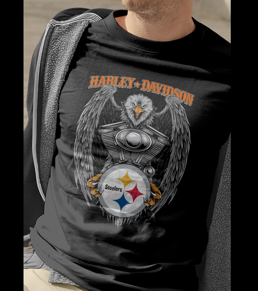 Harley Davidson Eagle Pittsburgh Steelers Collaboration T-Shirt