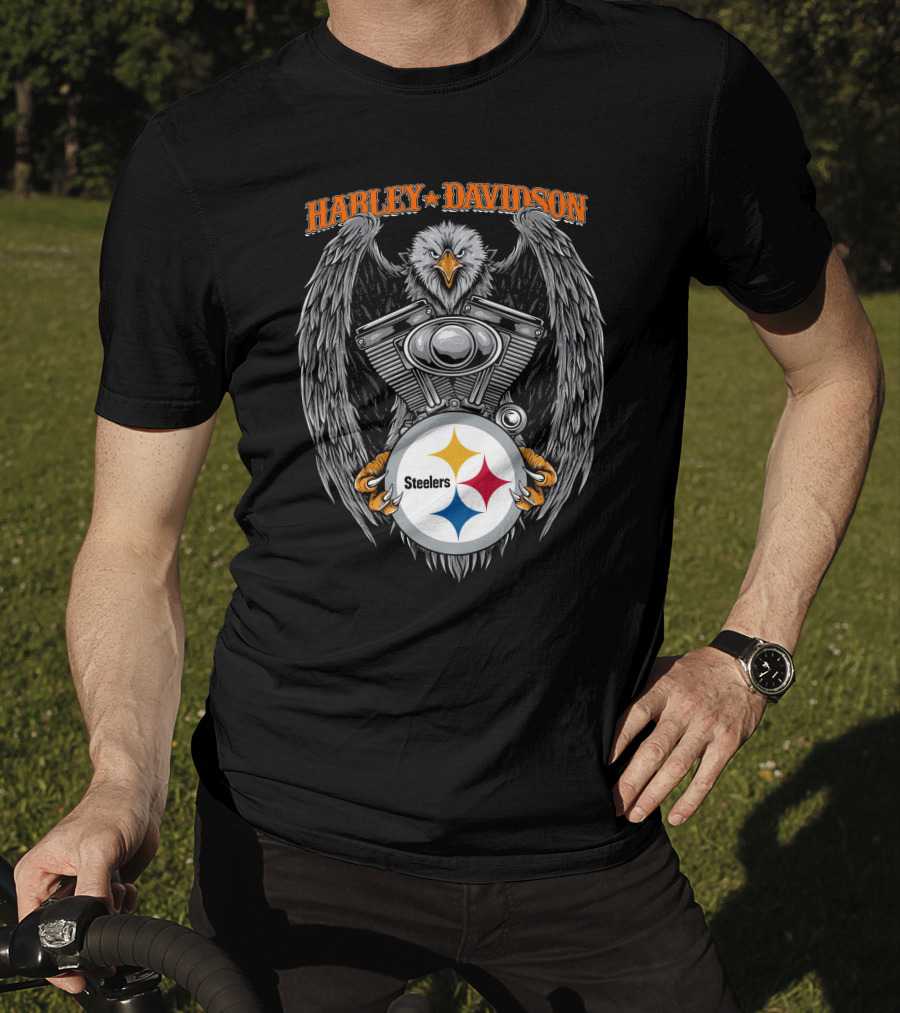 Harley Davidson Eagle Pittsburgh Steelers Collaboration T-Shirt