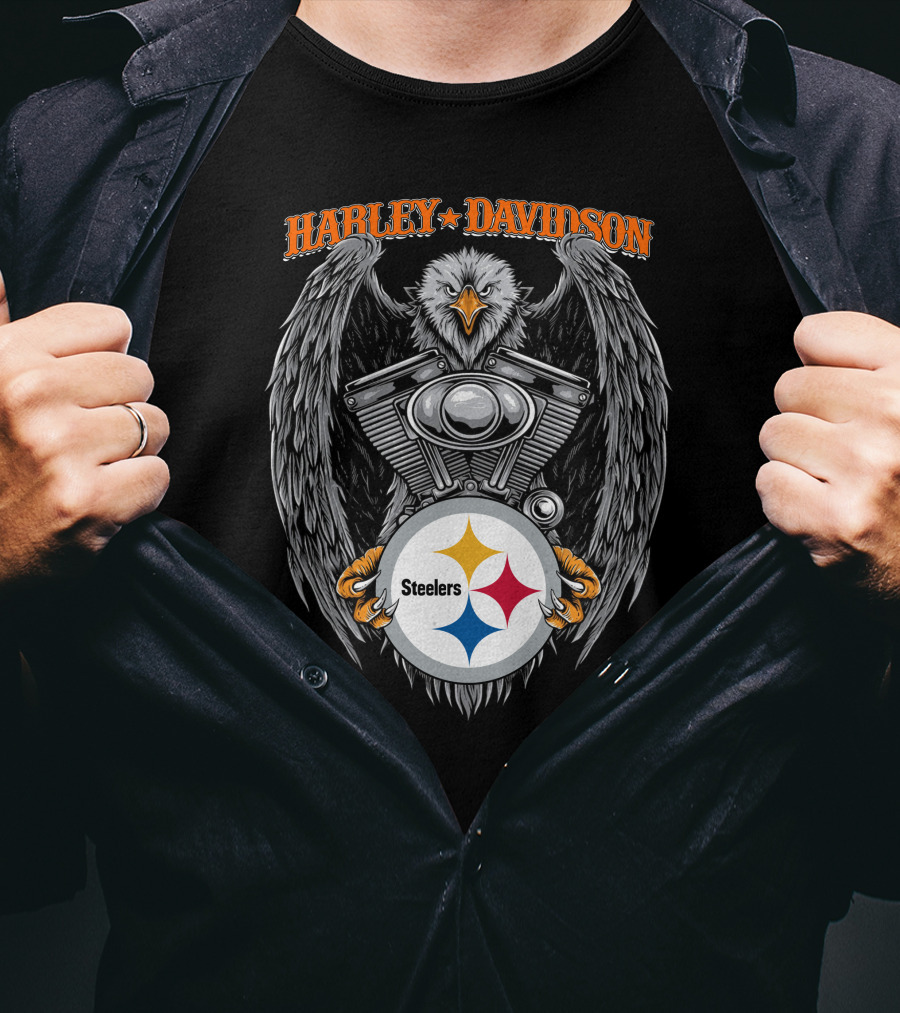 Harley Davidson Eagle Pittsburgh Steelers Collaboration T-Shirt