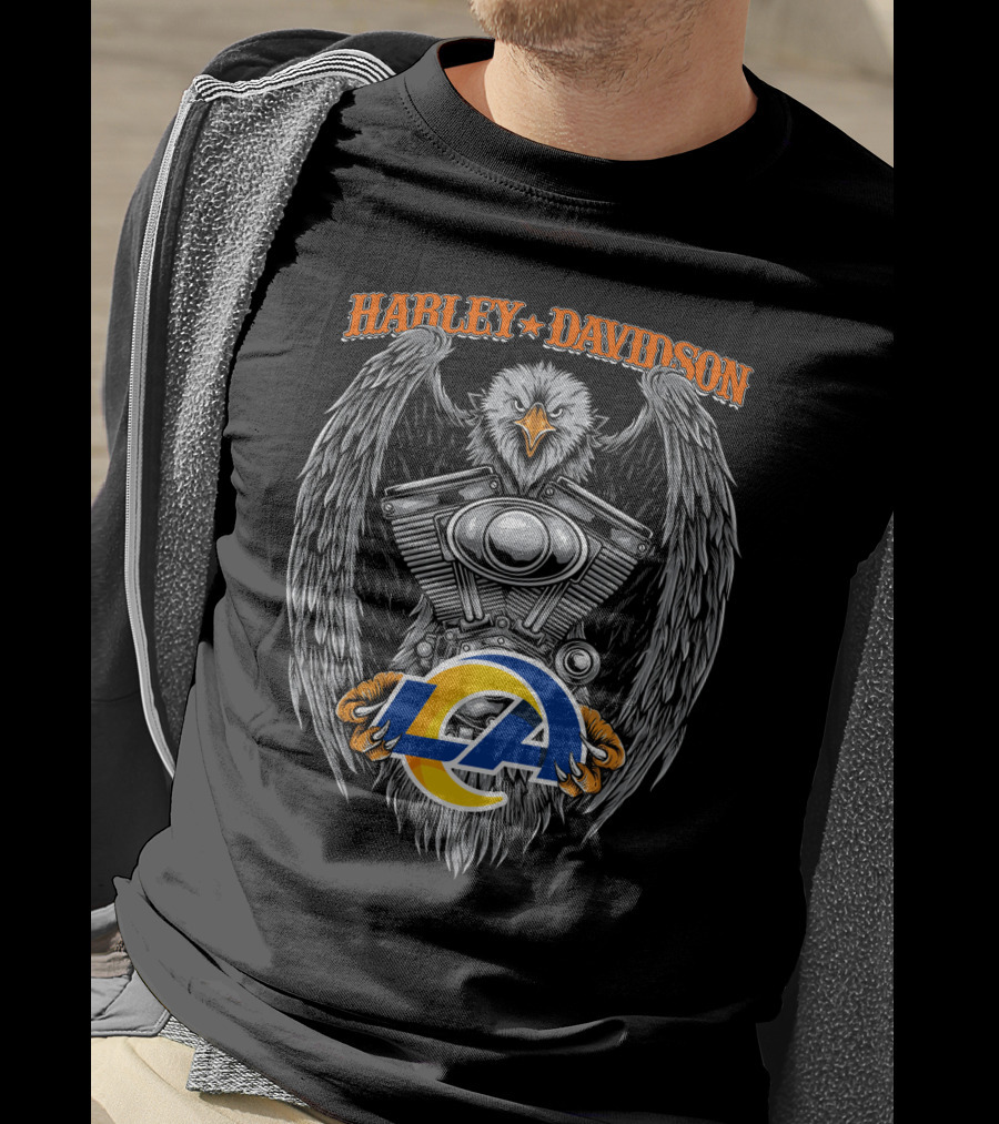 Harley Davidson Eagle Engine Los Angeles Rams T-Shirt