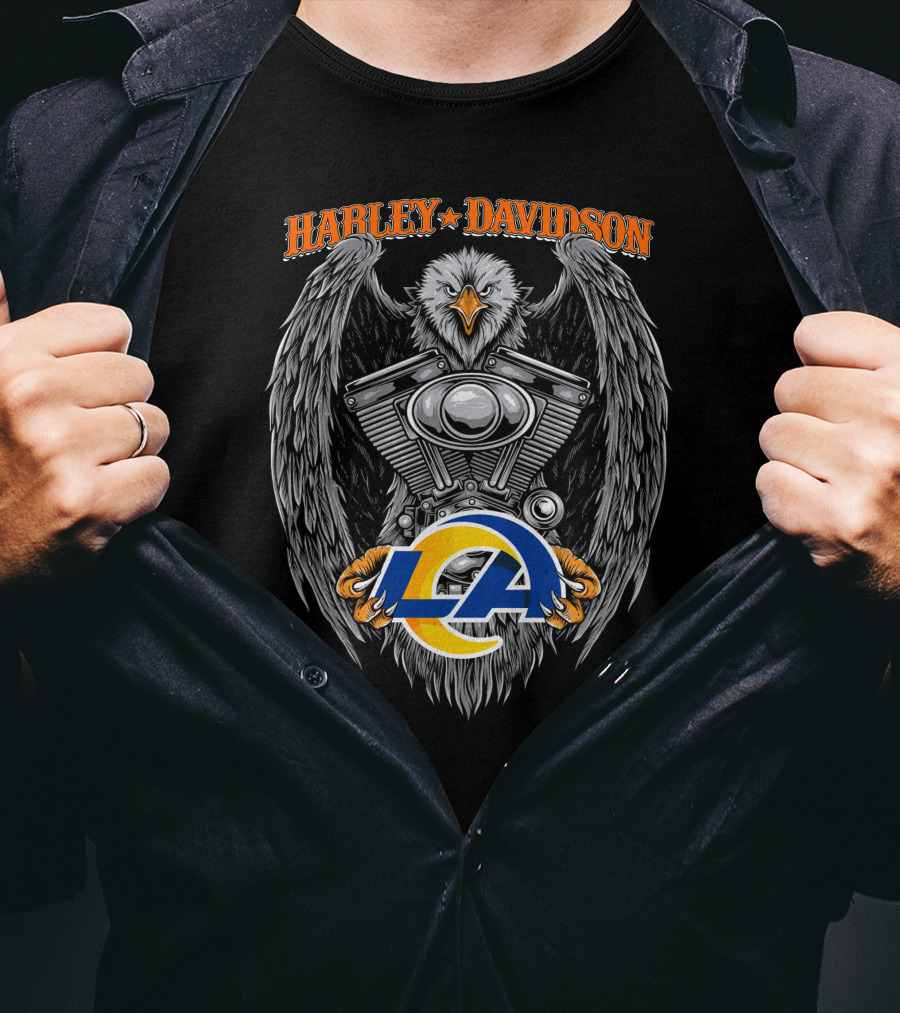 Harley Davidson Eagle Engine Los Angeles Rams T-Shirt