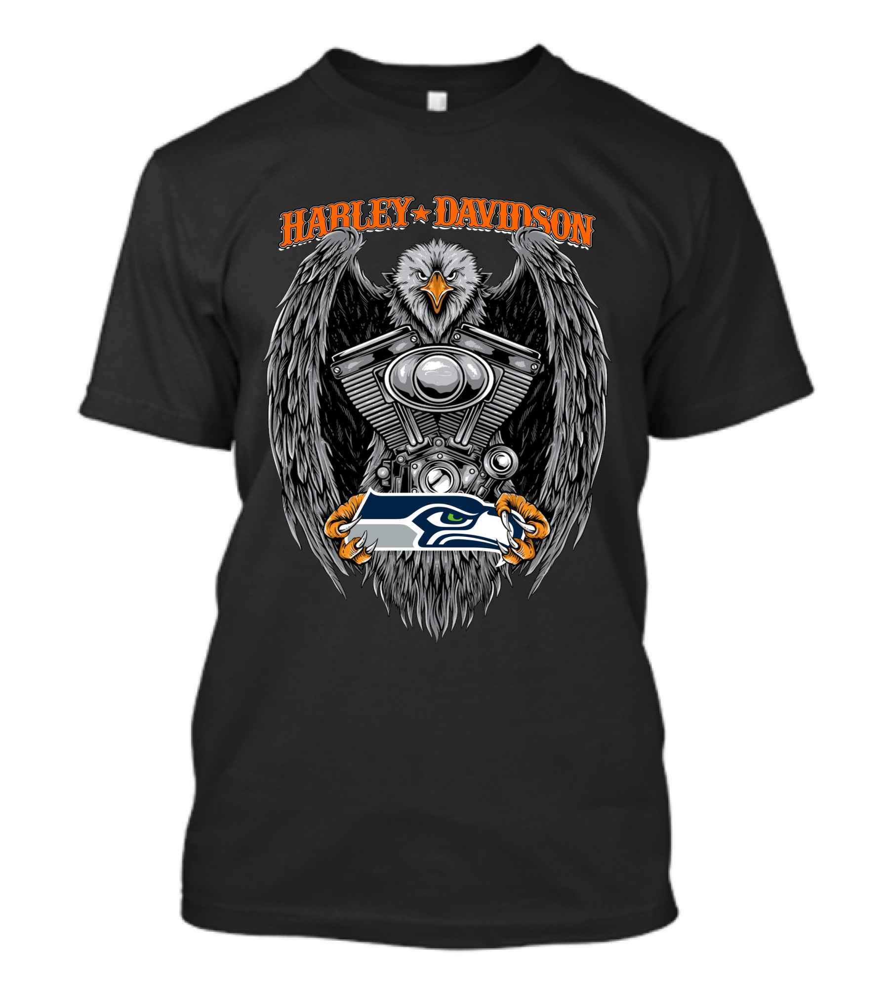 Harley Davidson Seattle Seahawks Eagle Engine T-Shirt