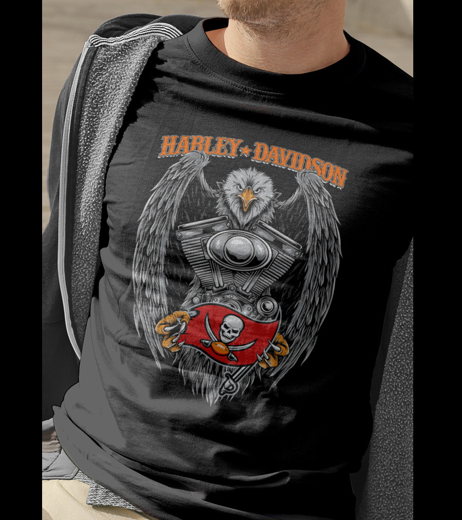 Harley Davidson Tampa Bay Buccaneers Engine Eagle T-Shirt