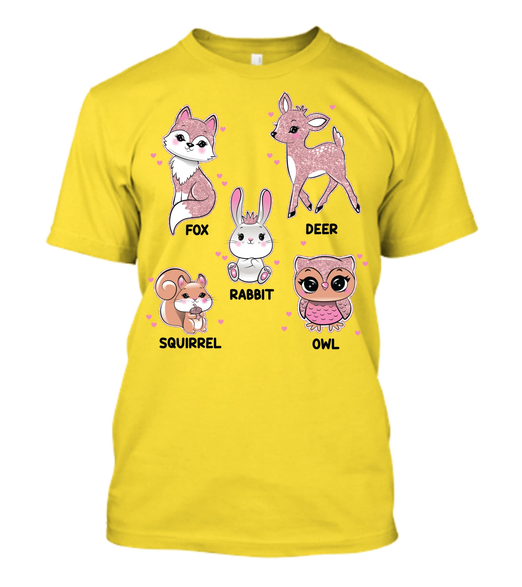Fox Deer Rabbit Squirrel Owl Cute Animals T-Shirt