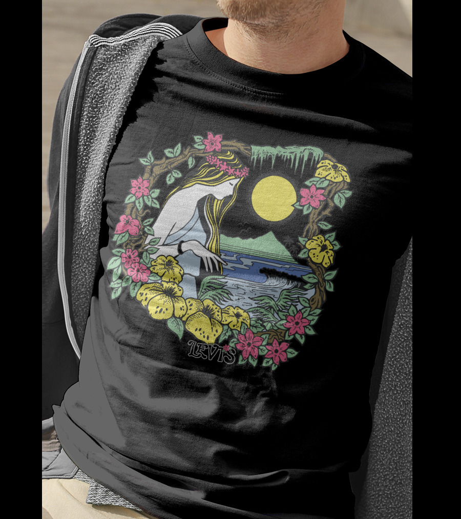 Levis Nature Goddess Tropical Paradise Scene T-Shirt