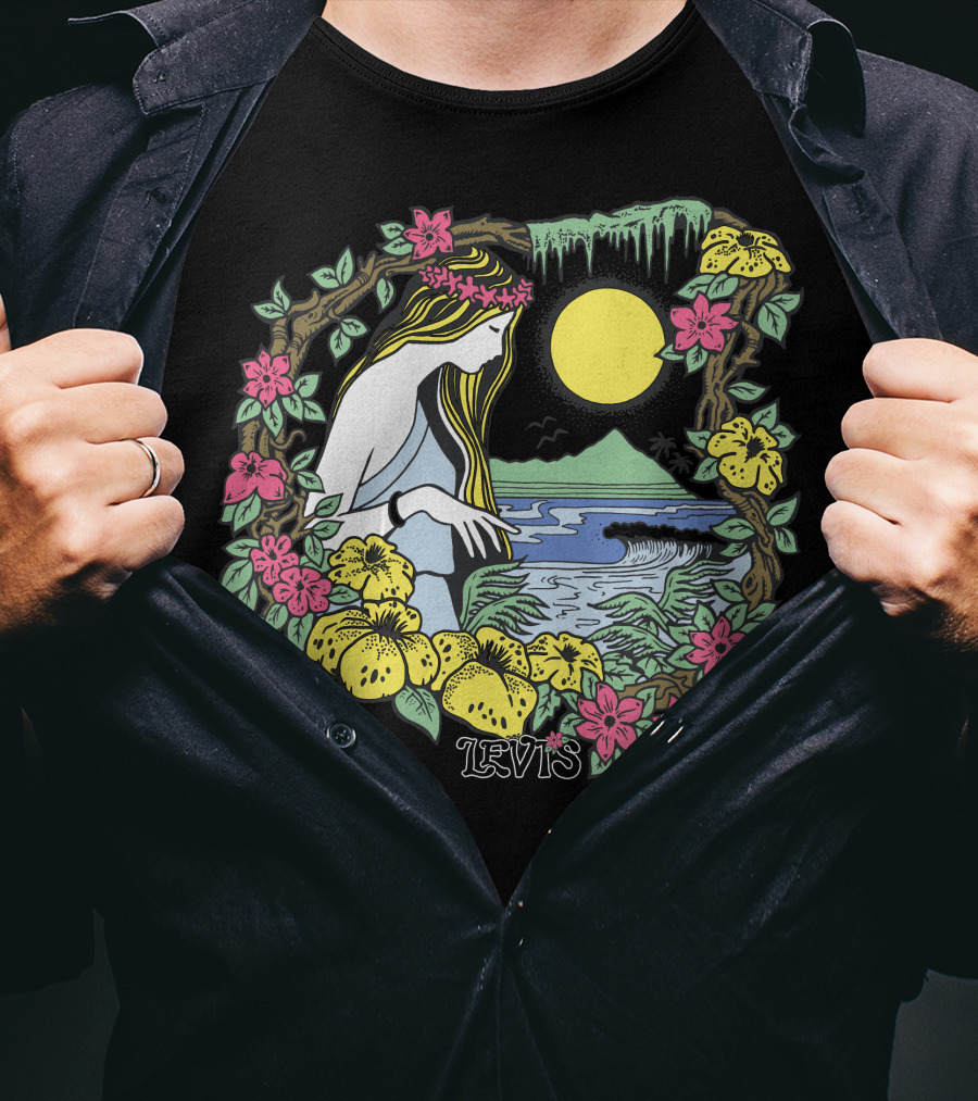 Levis Nature Goddess Tropical Paradise Scene T-Shirt