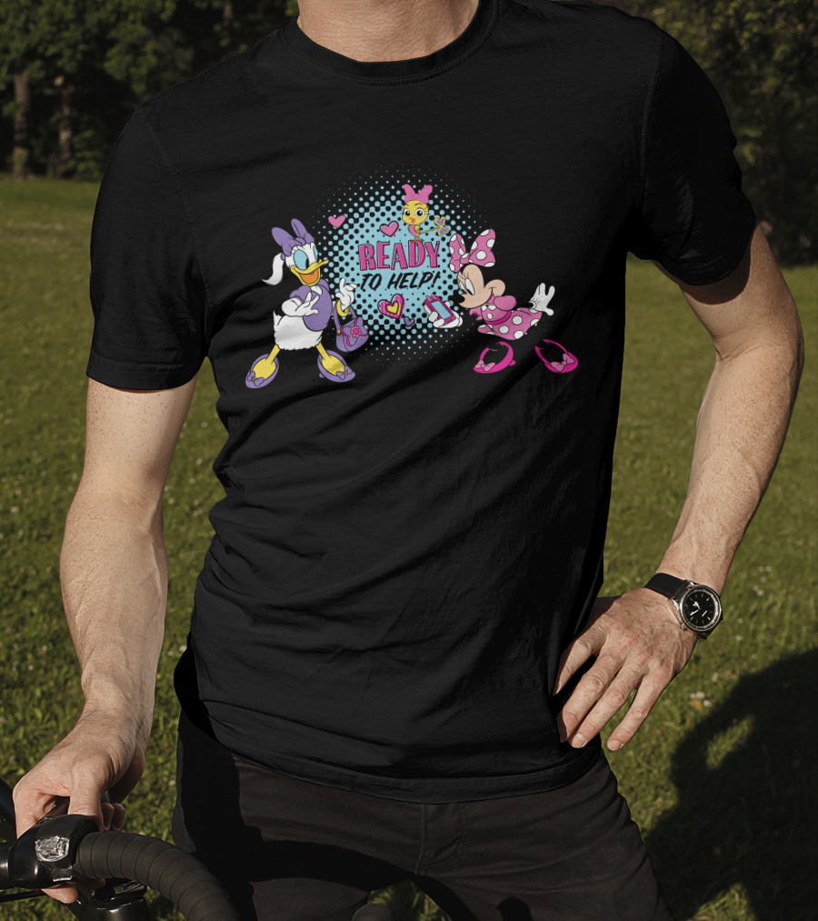 READY TO HELP Minnie And Daisy Duck Hearts And Phone T-Shirt