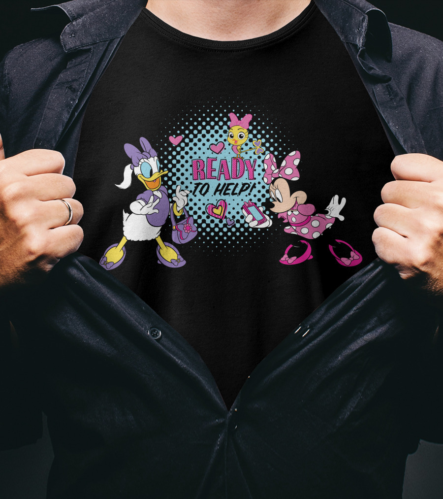READY TO HELP Minnie And Daisy Duck Hearts And Phone T-Shirt
