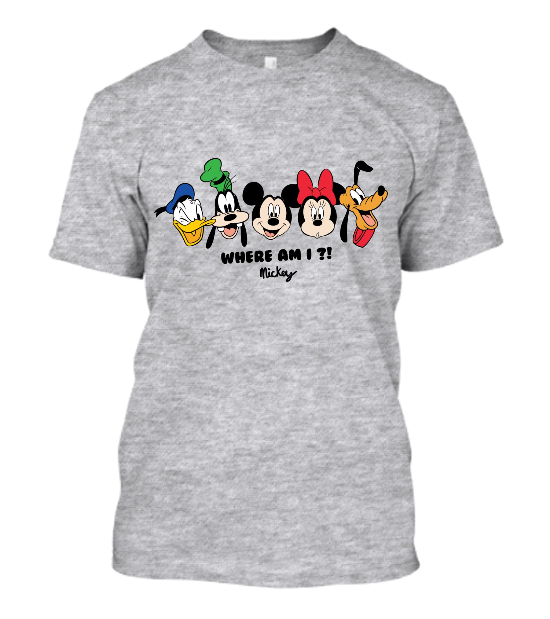 Mickey Donald Goofy Minnie Pluto Where Am I ? T-Shirt
