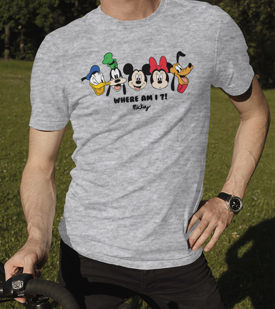 Mickey Donald Goofy Minnie Pluto Where Am I ? T-Shirt
