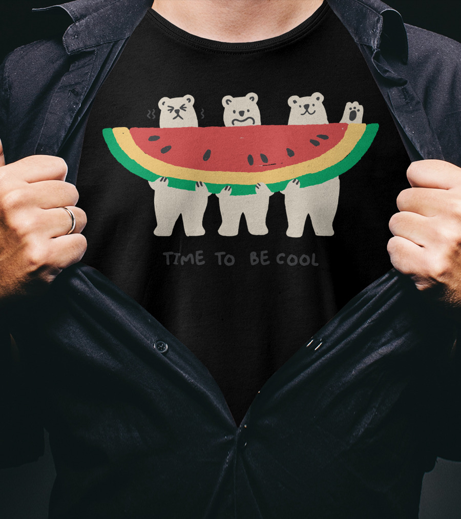 Time To Be Cool Polar Bears With Watermelon T-Shirt
