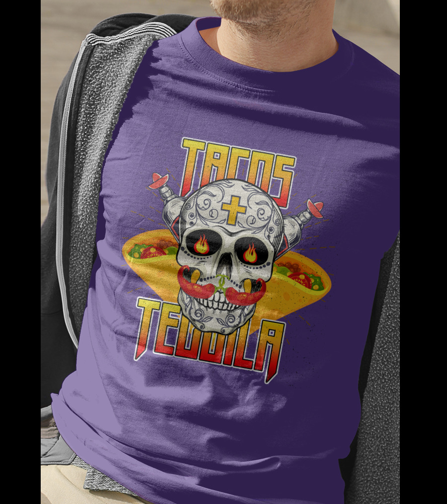Tacos Tequila Skull Mexican Cuisine Party T-Shirt