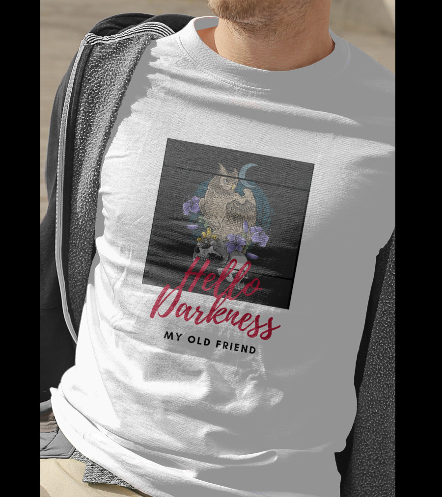 Hello Darkness My Old Friend Owl And Moon T-Shirt