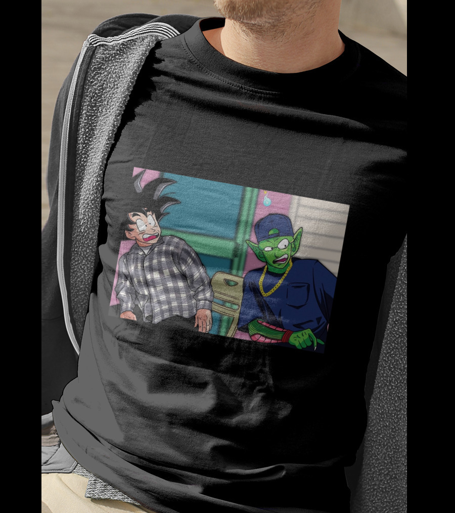 Goku And Piccolo Damn Friday Crossover Plaid Shirt Gold Chain Hat T-Shirt