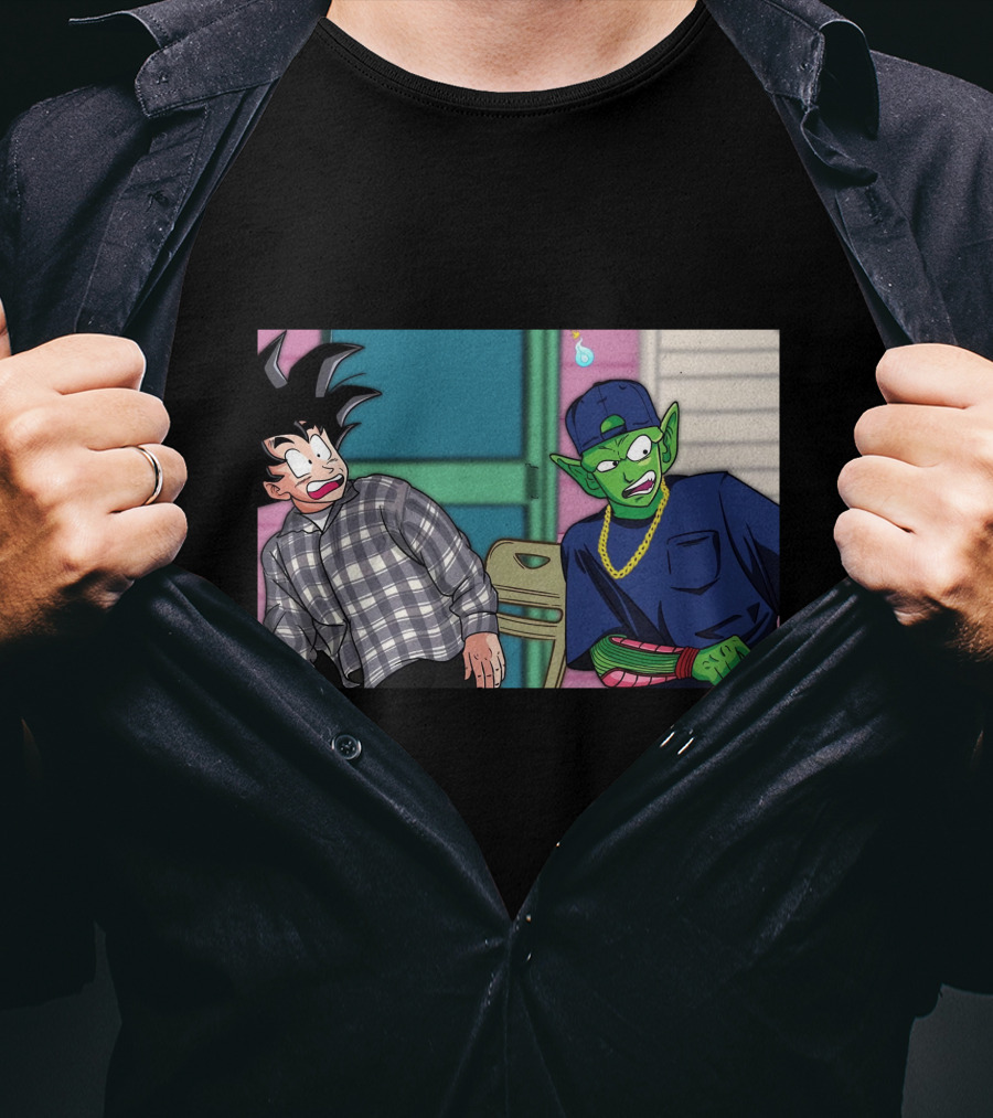 Goku And Piccolo Damn Friday Crossover Plaid Shirt Gold Chain Hat T-Shirt