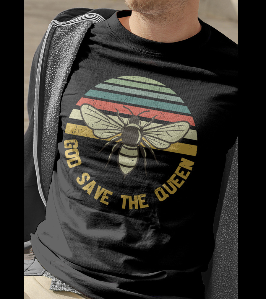 God Save The Queen Vintage Bee Retro Stripes T-Shirt