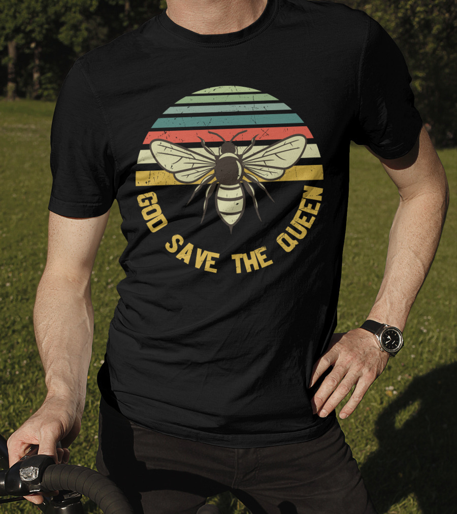 God Save The Queen Vintage Bee Retro Stripes T-Shirt