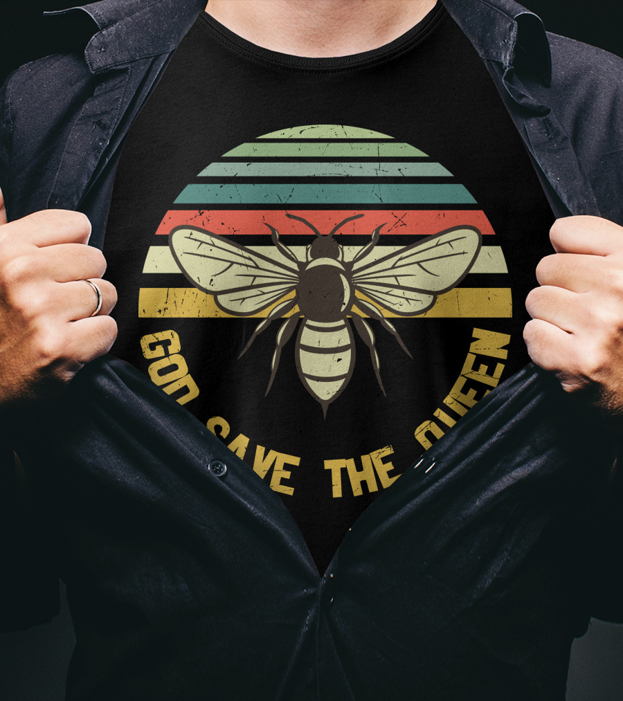 God Save The Queen Vintage Bee Retro Stripes T-Shirt