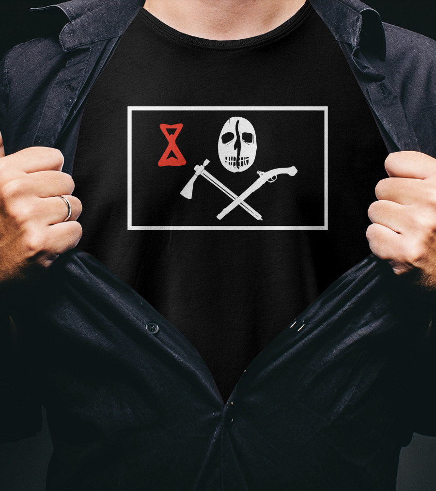 Stocking Mill Coffee SMC Roasters Hi Caff Harms Way Mask And Crossed Axes T-Shirt