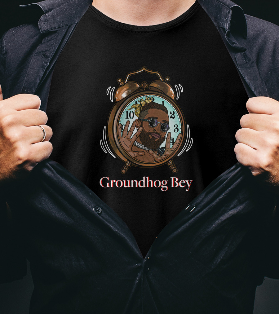 Groundhog Bey Alarm Clock Illustration Design Pro Wrestling T-Shirt