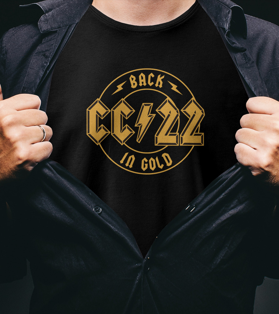 Caitlin Clark The Vinyl Studio CC 22 Back In Gold Lightning Bolt T-Shirt