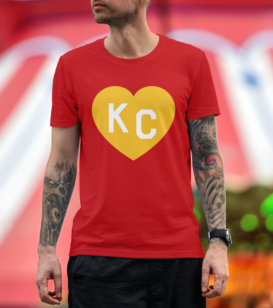 Mishacollinscloset Charlie Hustle Red and Gold KC Heart T-Shirt
