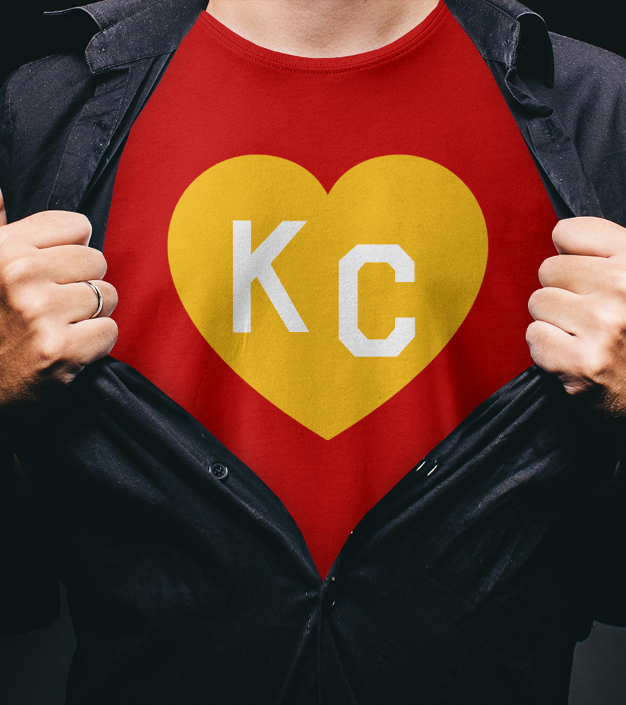 Mishacollinscloset Charlie Hustle Red And Gold KC Heart T-Shirt