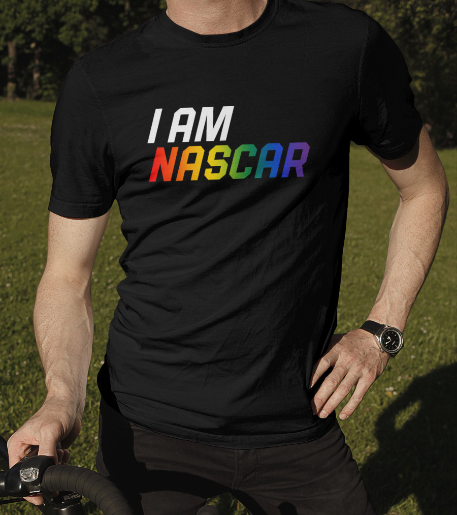 I Am Nascar Mr Rouse16 Rainbow Style Racing Pride T-Shirt