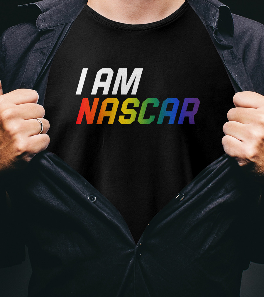 I Am Nascar Mr Rouse16 Rainbow Style Racing Pride T-Shirt