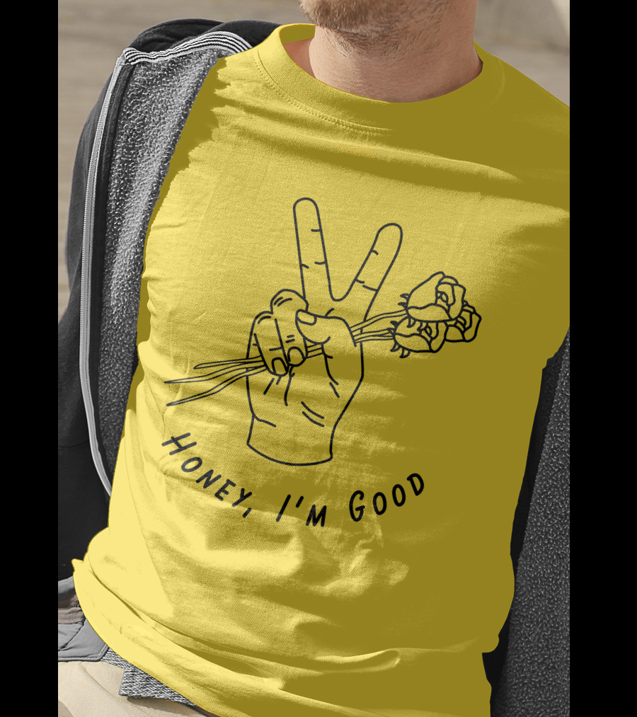 Andy Grammer Honey I'm Good Yellow Hand Peace Sign Roses T-Shirt