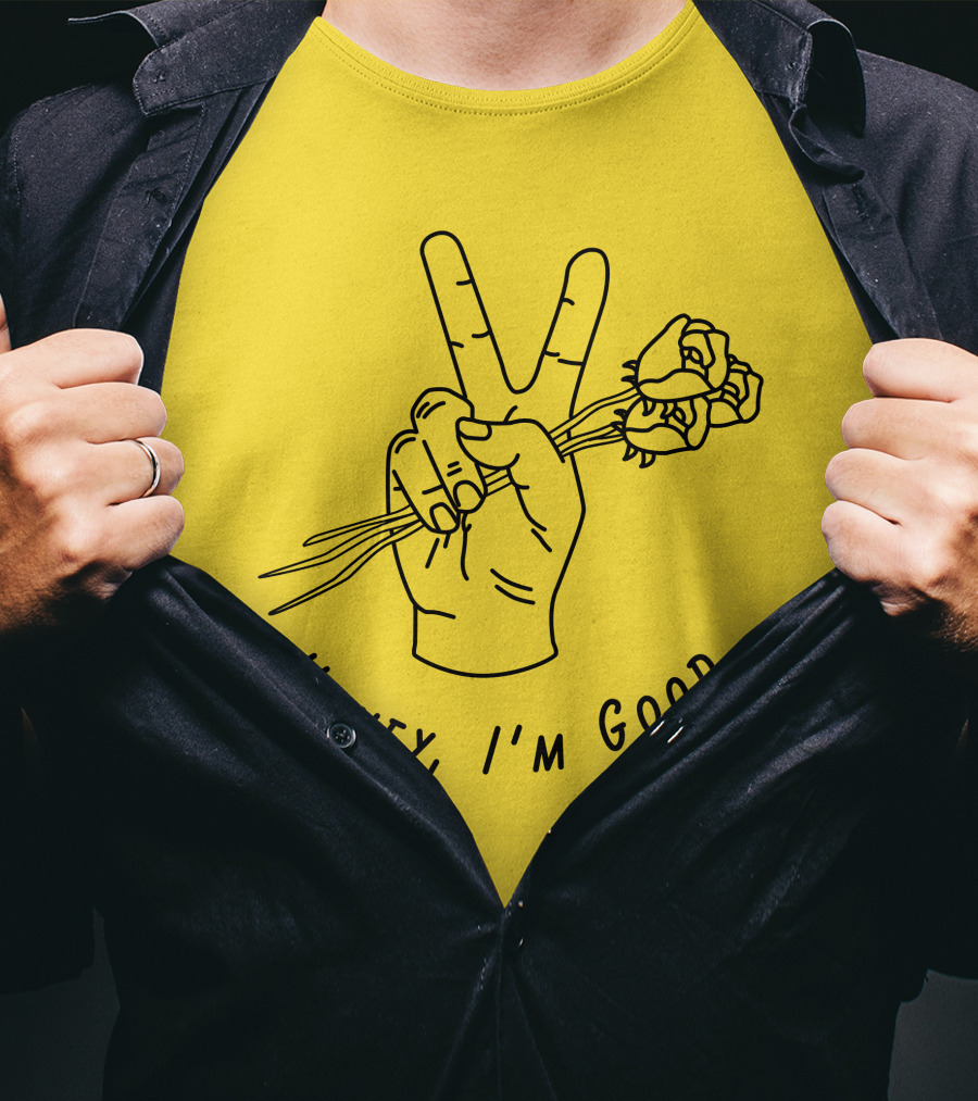 Andy Grammer Honey I'm Good Yellow Hand Peace Sign Roses T-Shirt