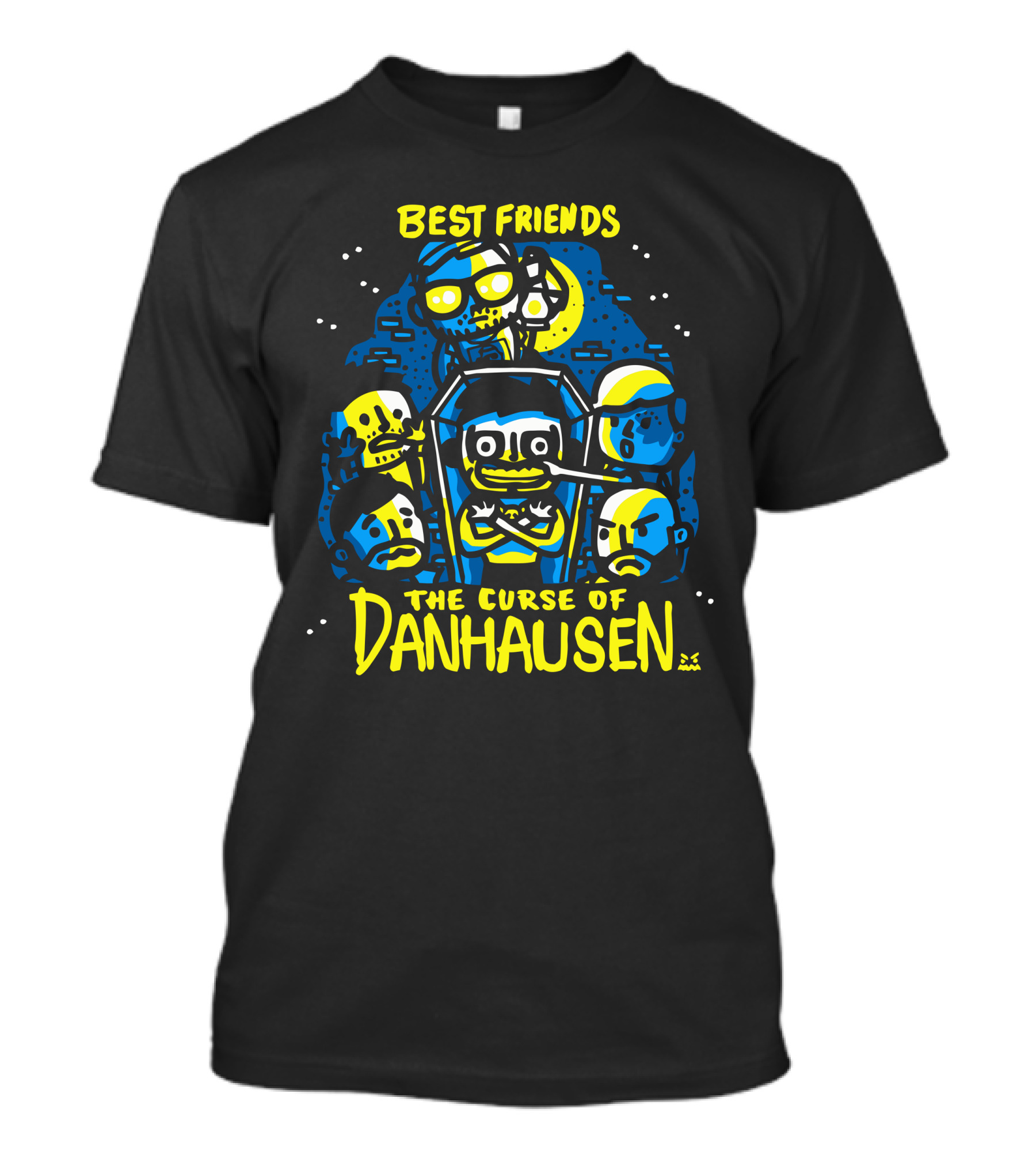 Best Friends The Curse Of Danhausen Moonlit Cartoon Characters T-Shirt