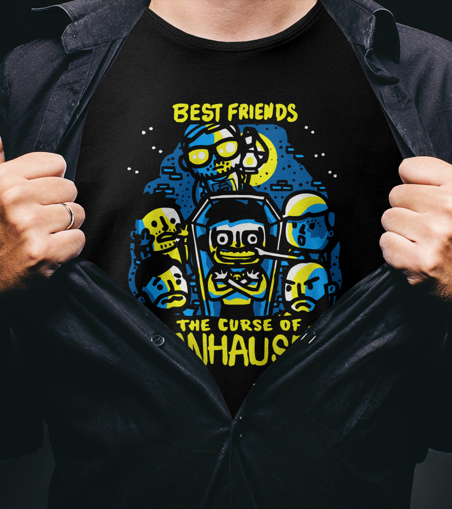 Best Friends The Curse Of Danhausen Moonlit Cartoon Characters T-Shirt