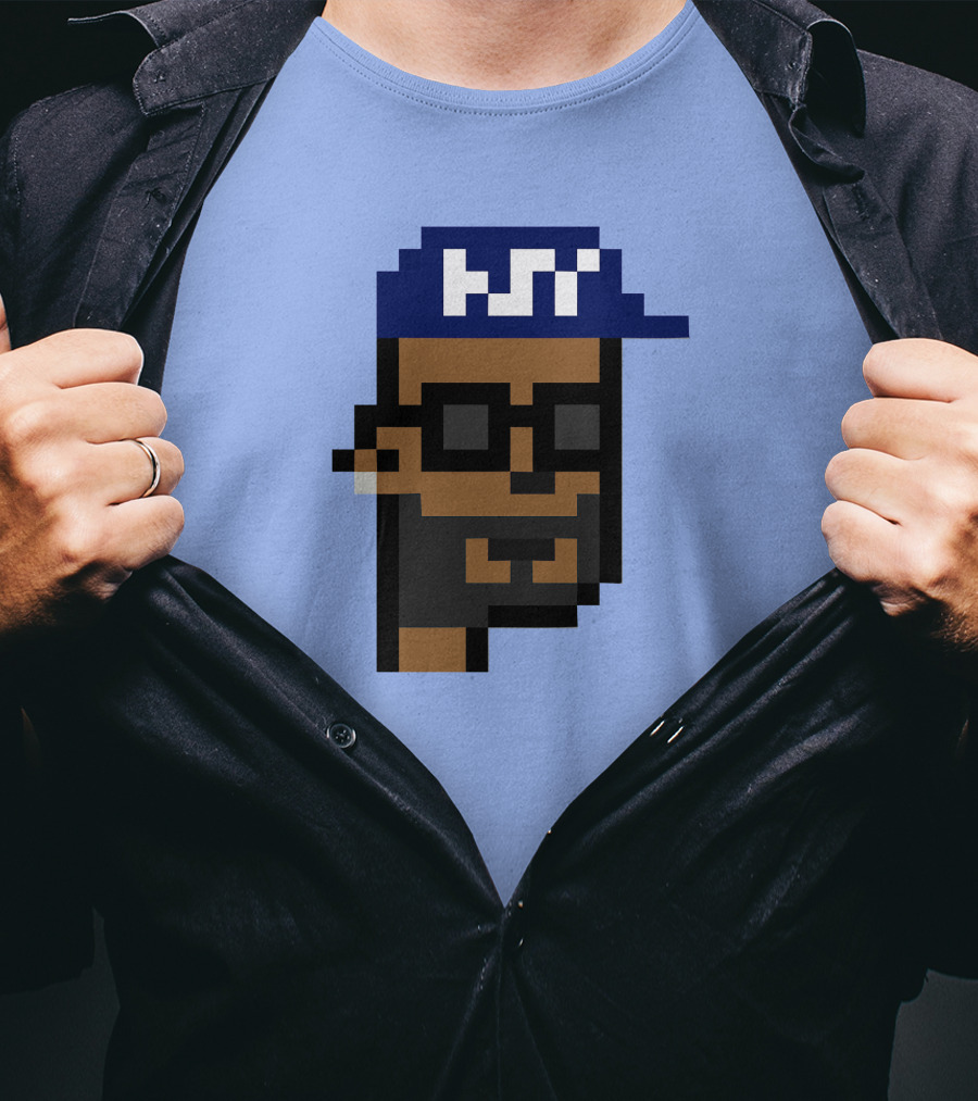 Open Sea Store Citipunk 0003 Julia NFT Pixel Art Character With Blue Cap And Glasses T-Shirt