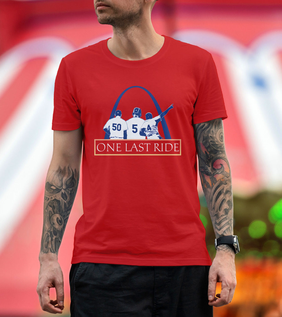 Stl Sports Central Store One Last Ride Baseball Tribute with Arch T-Shirt