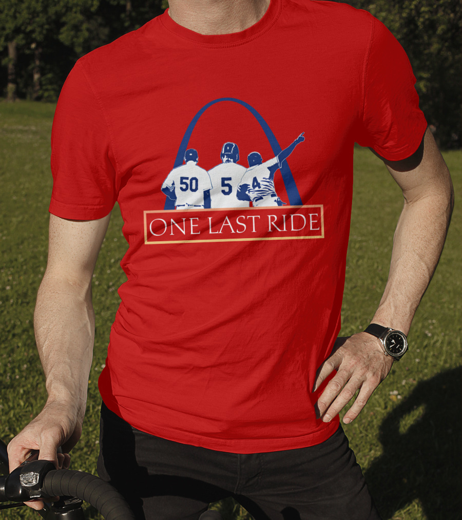 Stl Sports Central Store One Last Ride Baseball Tribute With Arch T-Shirt