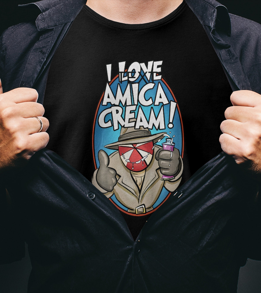I Love Amica Cream That Umbrella Guy Thumbs Up With Drink T-Shirt